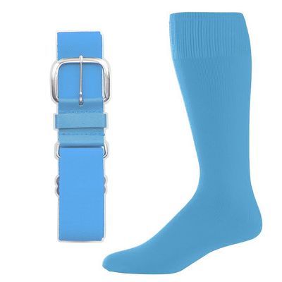SteelLocker Baseball/Softball Belt & Sock Combo (Large (Men 9-12, Ladies 10-13), Columbia Blue)