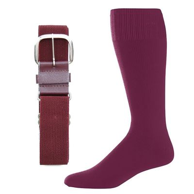 SteelLocker Baseball/Softball Belt & Sock Combo (Small (Youth 12-5, Ladies 4-7), Maroon)