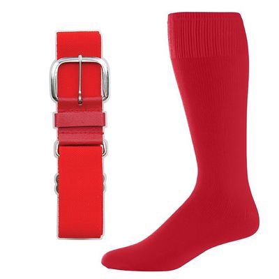 SteelLocker Baseball/Softball Belt & Sock Combo (Small (Youth 12-5, Ladies 4-7), Scarlet)