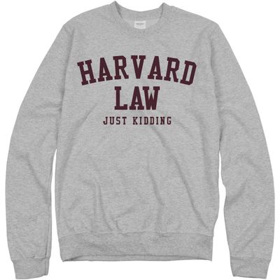 Gildan Unisex Crewneck Sweatshirt - Customized Girl Harvard Law Just Kidding - Athletic Heather