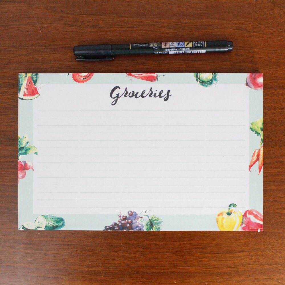Groceries Notepad- Watercolor Style