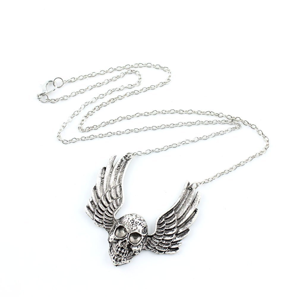2 PCS Fashion Jewelry Necklace Long Chain Pendent Sweater Collar Bib Choker Collier Skull Angel wings