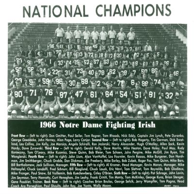 1966 Notre Dame Football Team 8x10 Photo