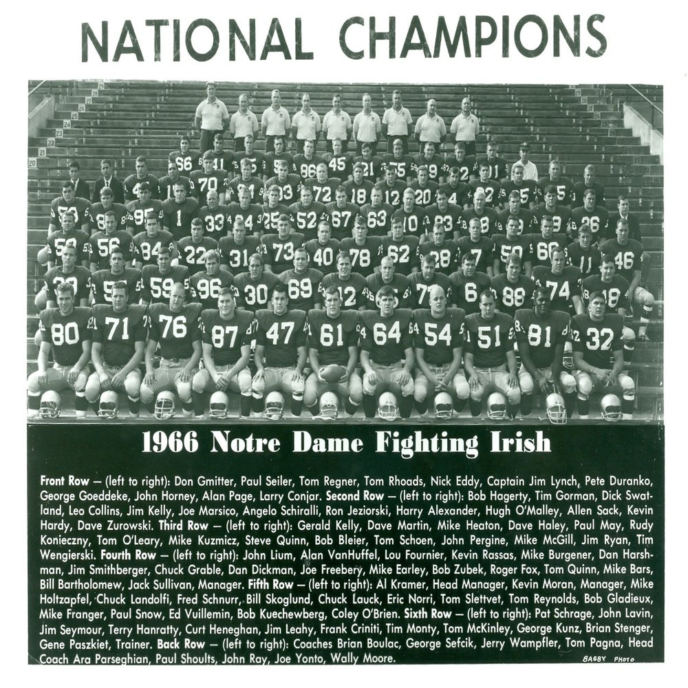 1966 Notre Dame Football Team 8x10 Photo