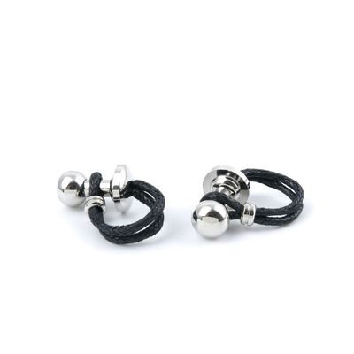 2 Pairs Men Boy Jewelry Cufflinks Cuff Links Party Favors Gift Wedding WN043 Silver Ball Leather Rope