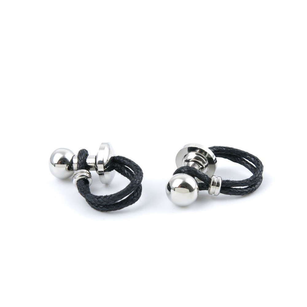 2 Pairs Men Boy Jewelry Cufflinks Cuff Links Party Favors Gift Wedding WN043 Silver Ball Leather Rope
