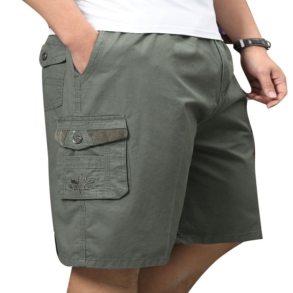 YangguTown YGT Men's Cotton Full Elastic Waist Cargo Shorts