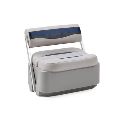 DeckMate Complete Classic Swingback Pontoon Seat and Base (Gray/Blue/Charcoal)