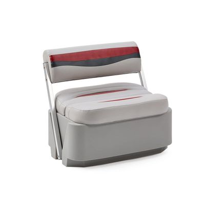 DeckMate Complete Classic Swingback Pontoon Seat and Base (Gray/Red/Charcoal)