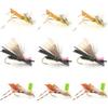 The Fly Fishing Place Dropper Hopper Grasshopper Trout Fly Fishing Flies Assortment Foam Body - 9 Flies 3 Patterns Hook Size 10 - Trout Fly Collection view 1