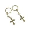 2 Pieces Antique Bronze Keychain Key Chain Tags Keyring Ring Jewelry Making Charms Supplies KC0728 Latin Cross view 1