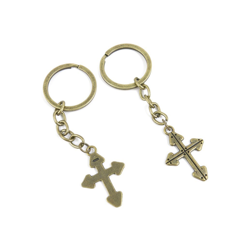 5 Pieces Antique Bronze Keychain Key Chain Tags Keyring Ring Jewelry Making Charms Supplies KC0728 Latin Cross