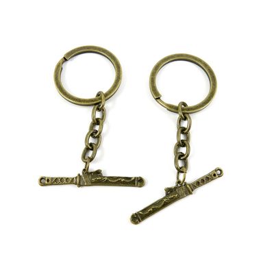 1 Pieces Antique Bronze Keychain Key Chain Tags Keyring Ring Jewelry Making Charms Supplies KC0449 Sword