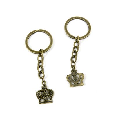 2 Pieces Antique Bronze Keychain Key Chain Tags Keyring Ring Jewelry Making Charms Supplies KC0456 Love Crown