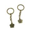2 Pieces Antique Bronze Keychain Key Chain Tags Keyring Ring Jewelry Making Charms Supplies KC0456 Love Crown view 1