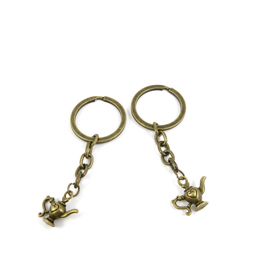 5 Pieces Antique Bronze Keychain Key Chain Tags Keyring Ring Jewelry Making Charms Supplies KC0157 Flagon Wine Pot