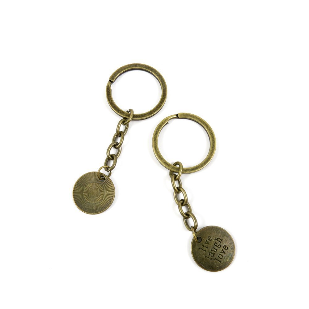 5 Pieces Antique Bronze Keychain Key Chain Tags Keyring Ring Jewelry Making Charms Supplies KC0464 Live Laugh Love