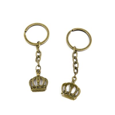 1 Pieces Antique Bronze Keychain Key Chain Tags Keyring Ring Jewelry Making Charms Supplies KC0750 Crown