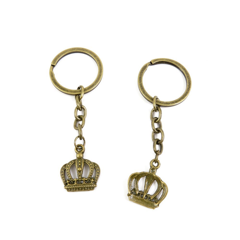1 Pieces Antique Bronze Keychain Key Chain Tags Keyring Ring Jewelry Making Charms Supplies KC0750 Crown