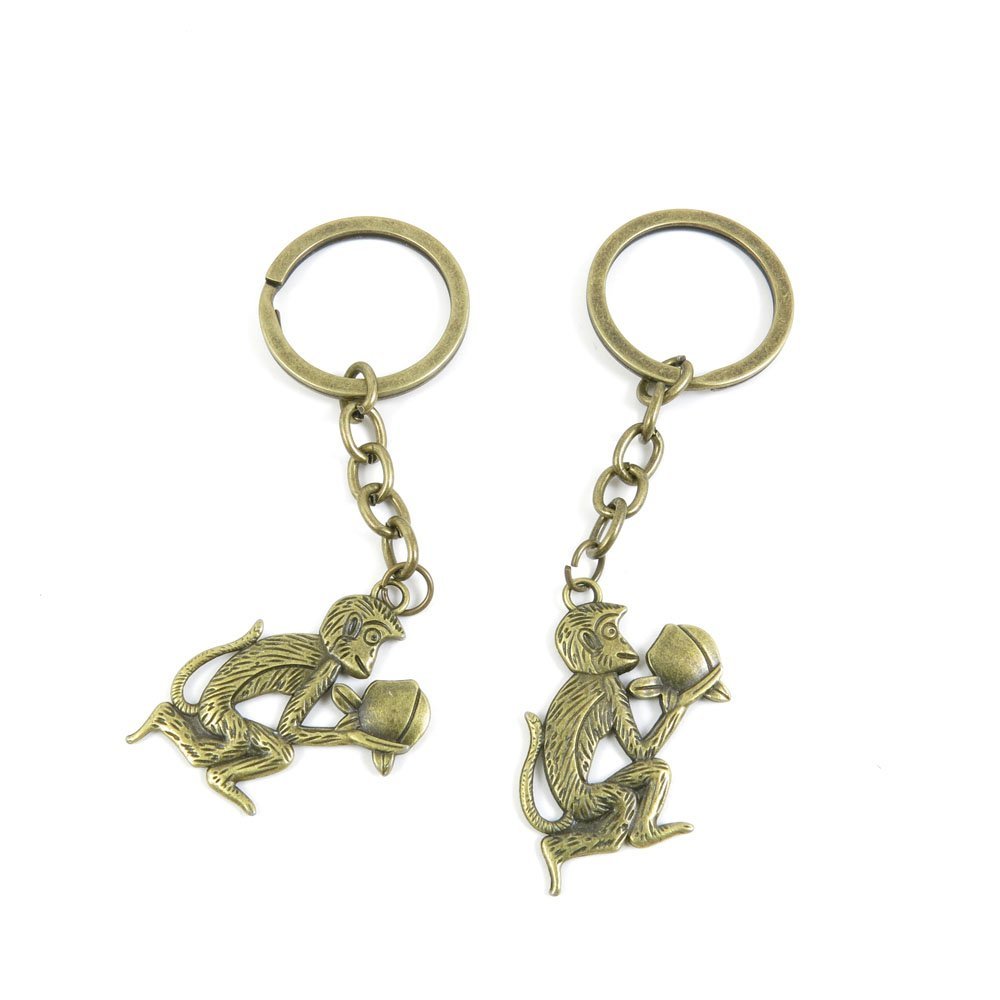 1 Pieces Antique Bronze Keychain Key Chain Tags Keyring Ring Jewelry Making Charms Supplies KC0751 Monkey Peach
