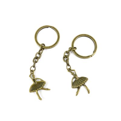 20 Pieces Antique Bronze Keychain Key Chain Tags Keyring Ring Jewelry Making Charms Supplies KC0161 Ballet Dancer