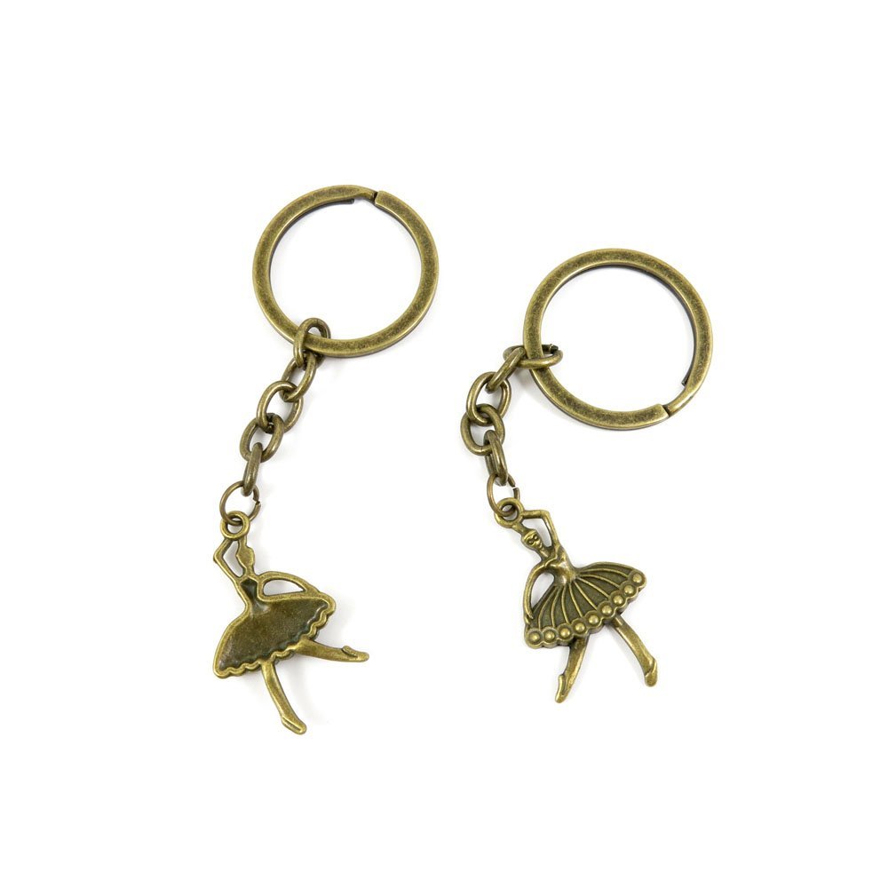 20 Pieces Antique Bronze Keychain Key Chain Tags Keyring Ring Jewelry Making Charms Supplies KC0161 Ballet Dancer