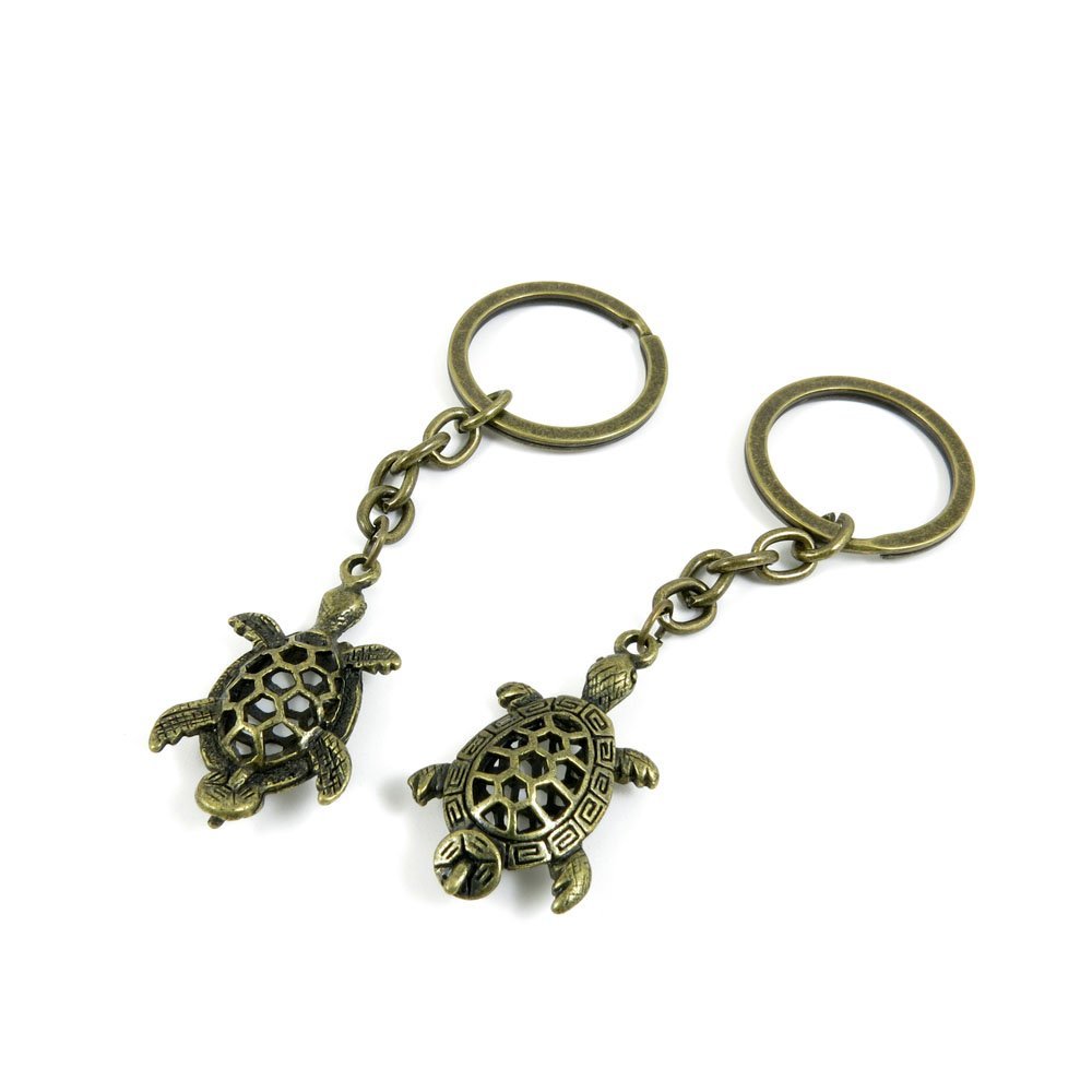 1 Pieces Antique Bronze Keychain Key Chain Tags Keyring Ring Jewelry Making Charms Supplies KC1064 Hollow Turtle