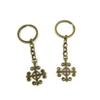 1 Pieces Antique Bronze Keychain Key Chain Tags Keyring Ring Jewelry Making Charms Supplies KC0162 Flower Cross view 1