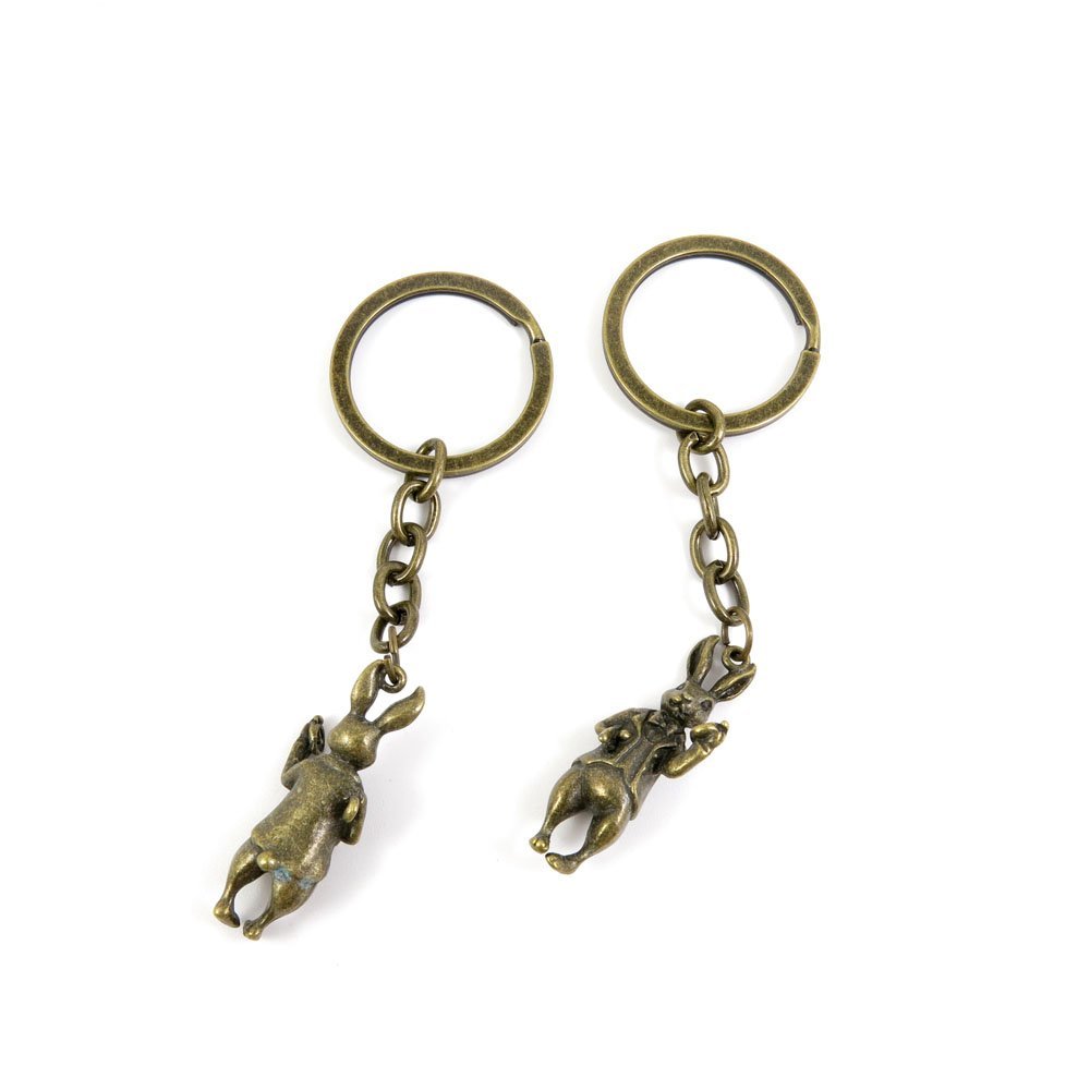 1 Pieces Antique Bronze Keychain Key Chain Tags Keyring Ring Jewelry Making Charms Supplies KC0853 Mr. Rabbit