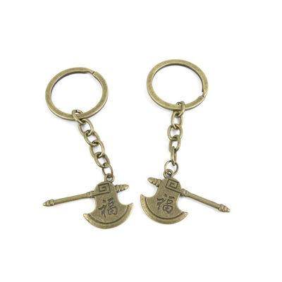2 Pieces Antique Bronze Keychain Key Chain Tags Keyring Ring Jewelry Making Charms Supplies KC0520 Lucky Axe