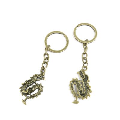 1 Pieces Antique Bronze Keychain Key Chain Tags Keyring Ring Jewelry Making Charms Supplies KC0864 Chinese Dragon