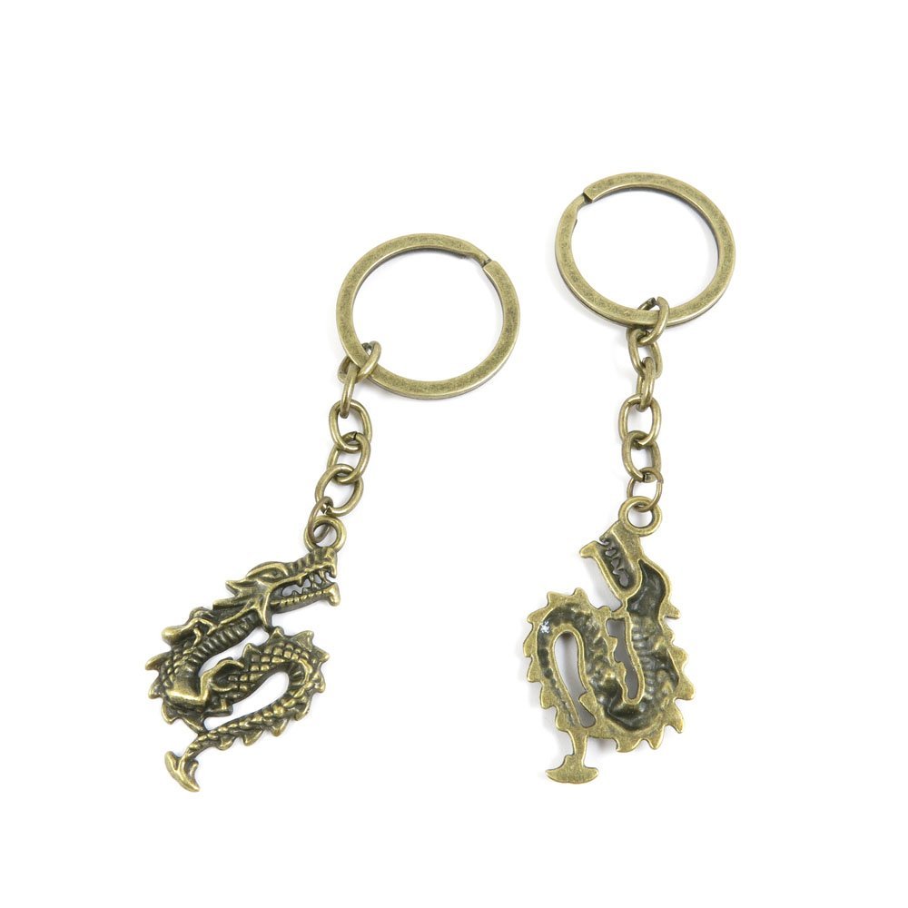 1 Pieces Antique Bronze Keychain Key Chain Tags Keyring Ring Jewelry Making Charms Supplies KC0864 Chinese Dragon