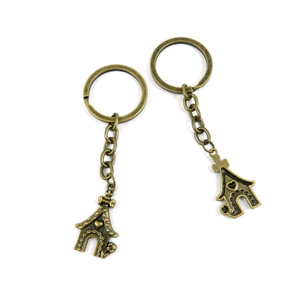 20 Pieces Antique Bronze Keychain Key Chain Tags Keyring Ring Jewelry Making Charms Supplies KC0873 Doghouse