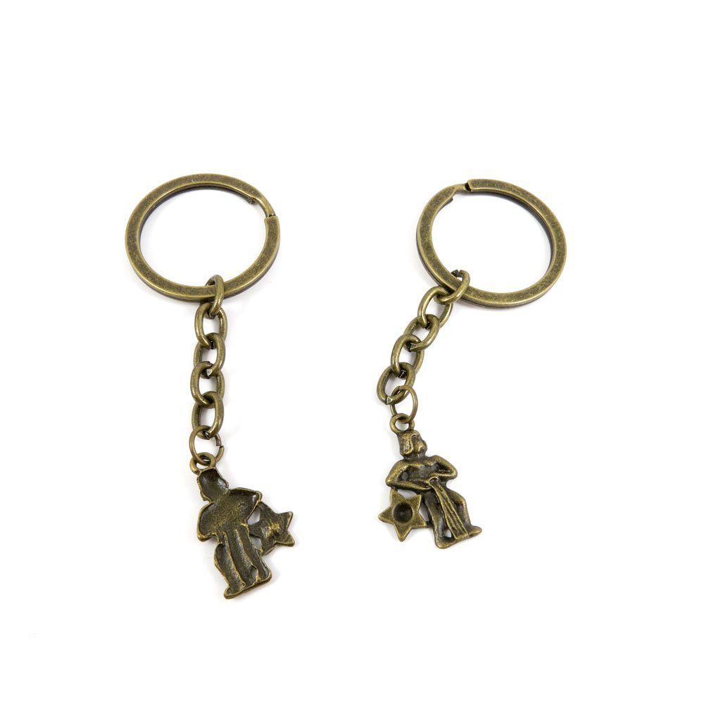 2 Pieces Antique Bronze Keychain Key Chain Tags Keyring Ring Jewelry Making Charms Supplies KC0927 Aquarius