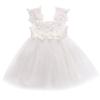 Elegant Feast Baby Girls Princess Lace Flower Tulle Dress 140 (6-7 Years, White) view 1