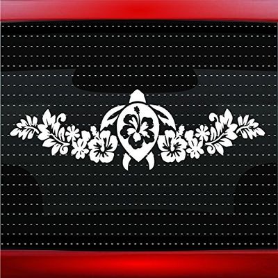 Hibiscus #1 Turtle Cute Hawaiian Car Sticker Truck Window Vinyl Decal Burgundy
