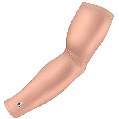 B-Driven Sports Pro-Fit Compression Arm Sleeve - Athletic Sports Support for Baseball, Basketball, Football, Softball, Running, Gaming, Volleyball, Men, Women, Youth - Nude X-Small (Adult) (1pc)