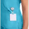 Cherokee Infinity Womens Mock Wrap Scrub Top, 4 Pockets, Rib-Knit Panel, Moisture-Wicking 360 Stretch - 2625A, L, Turquoise view 3