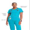 Cherokee Infinity Womens Mock Wrap Scrub Top, 4 Pockets, Rib-Knit Panel, Moisture-Wicking 360 Stretch - 2625A, L, Turquoise view 4