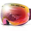 COPOZZ Ski Goggles, G1 OTG Snowboard Snow Goggles for Men Women Youth, Interchangeable Double Layer Anti Fog UV Protection Lens, Polarized Goggles Available (G1-Pink Frame Pink Lens(VLT 52%)) view 1