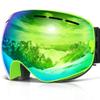 COPOZZ Ski Goggles, G1 OTG Snowboard Snow Goggles for Men Women Youth, Interchangeable Double Layer Anti Fog UV Protection Lens, Polarized Goggles Available (G1-Green Frame Green Lens(VLT 24.7%)) view 1