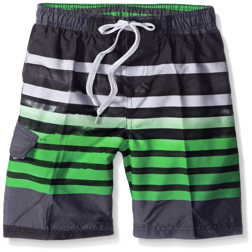 Kanu Surf Toddler Boys Reflection Quick Dry Beach Swim Trunk, Reflection Black/Green, 3T
