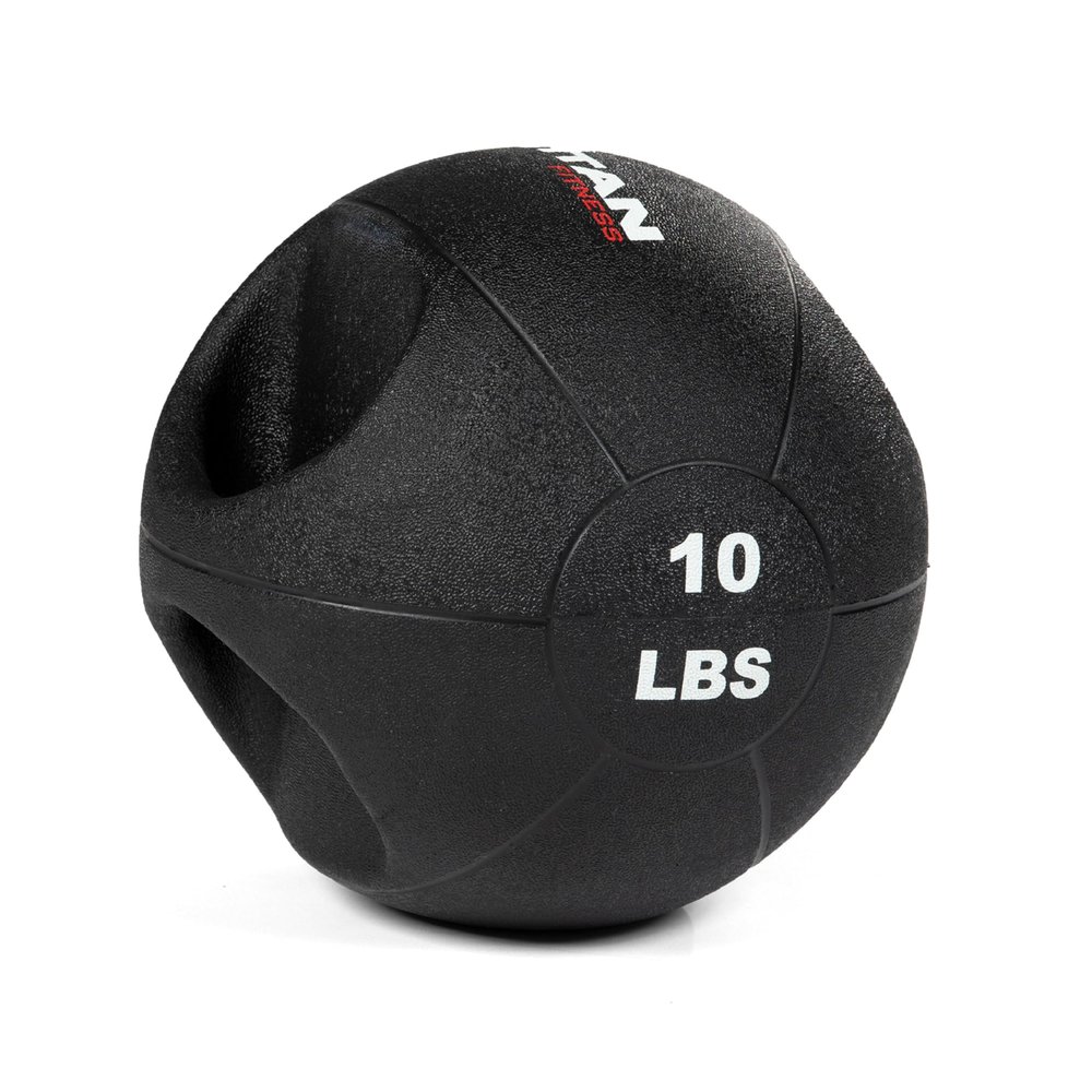 Titan Fitness 10 LB Dual Grip Medicine Ball Rubber Muscle Driver Double Handle