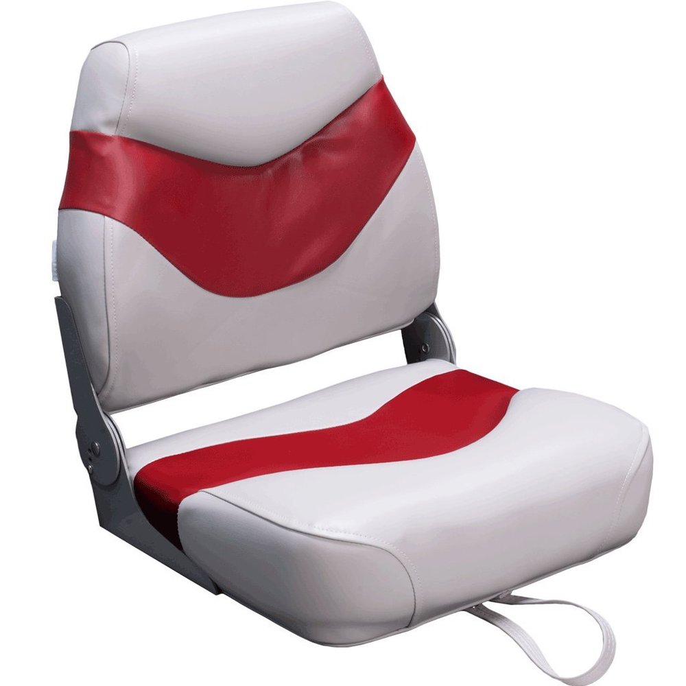 DeckMate Plush Folding Boat Seats (Gray & Red)