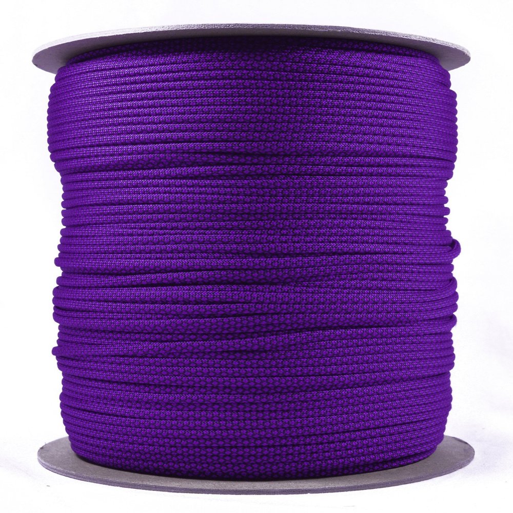 BORED? PARACORD! 1000 Foot Spool Parachute Cord 7-Strand, 550 U.S. Made, Type III Strong Cord - Acid Purple Diamonds
