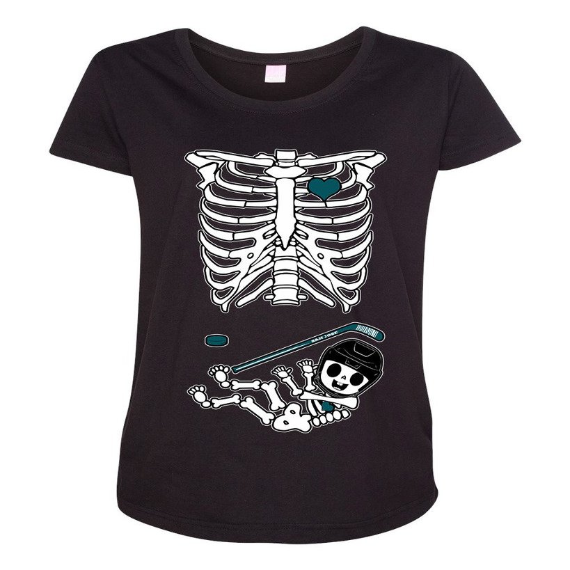 Baby Hockey Puck Sports Cute Pregnant Mommy Maternity DT T-Shirt Tee (Medium, Black)