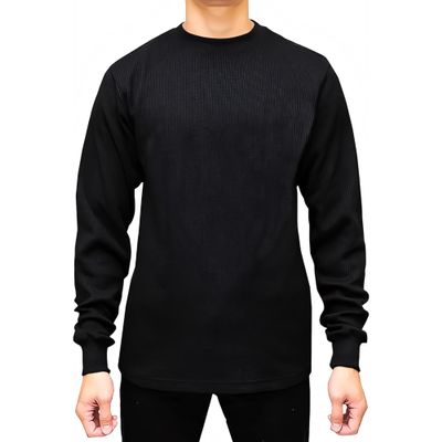 Access Men's Heavyweight Long Sleeve Thermal Crew Neck Top Black 5X
