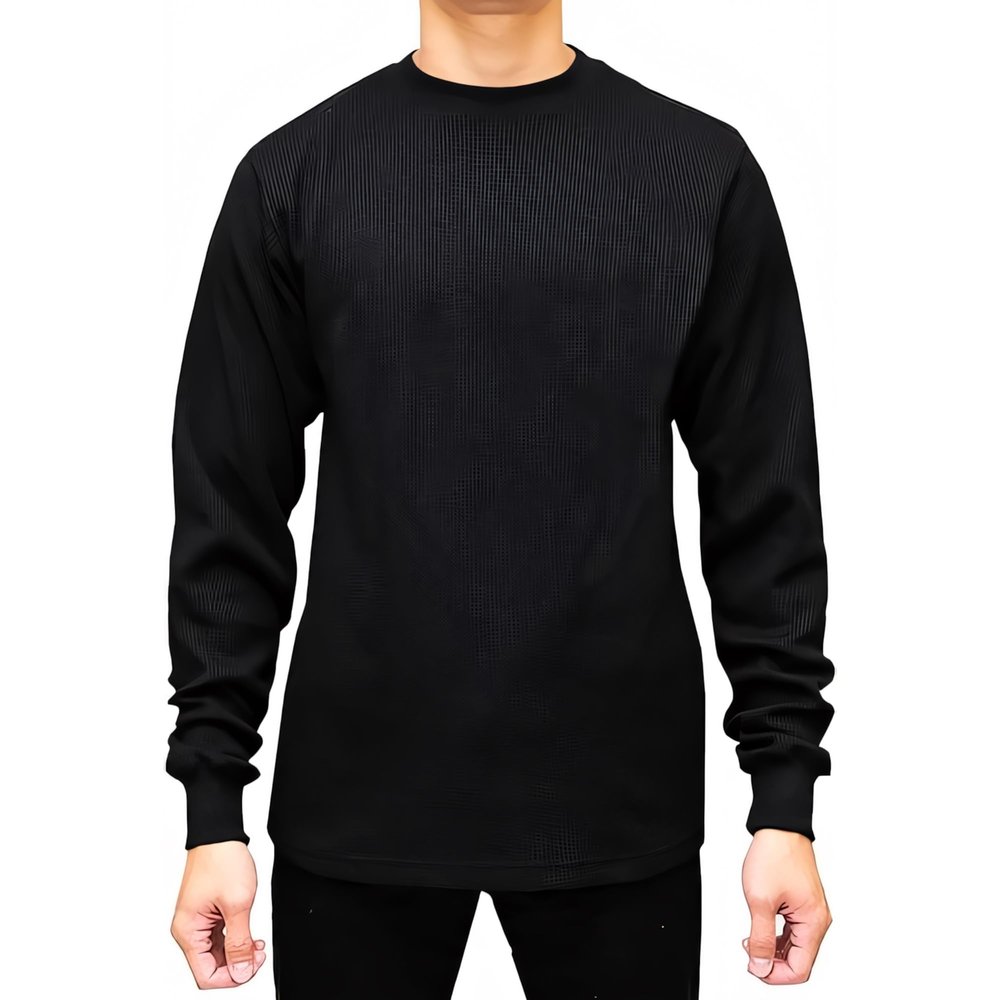 Access Men's Heavyweight Long Sleeve Thermal Crew Neck Top Black 5X