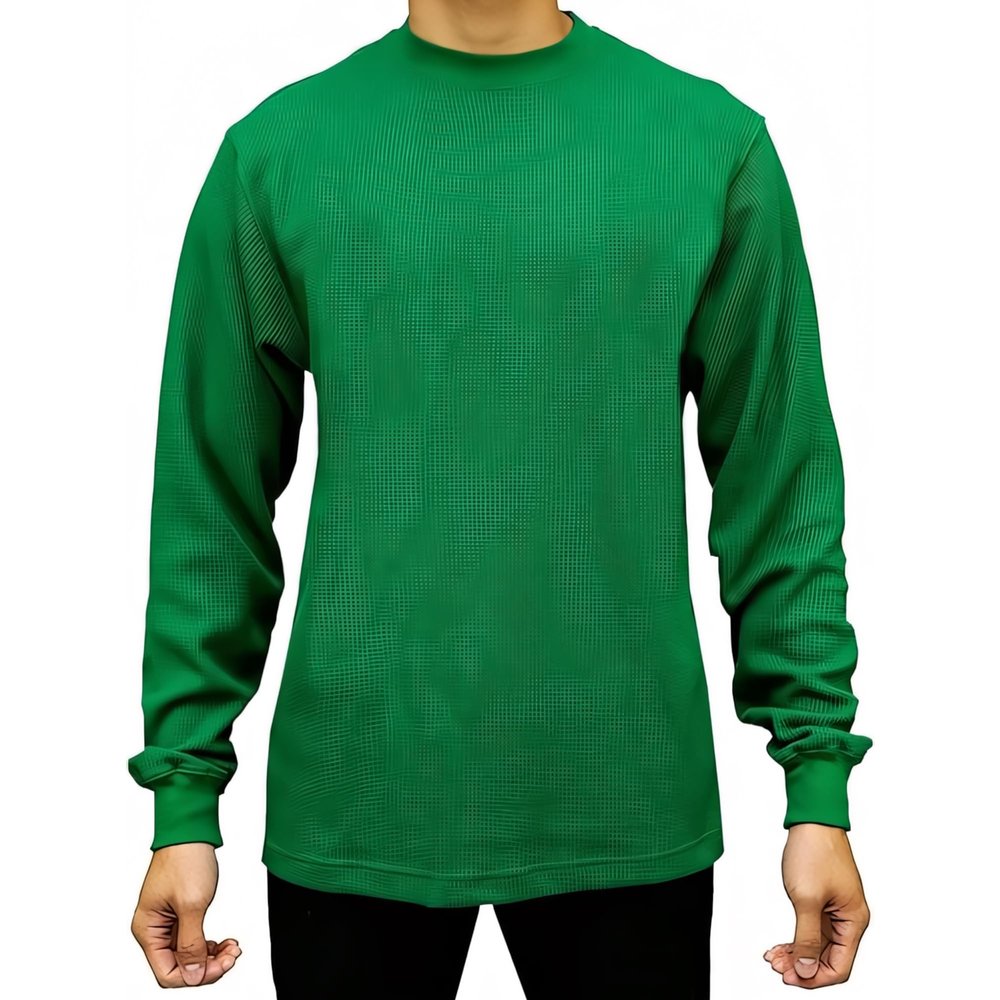 Access Men's Heavyweight Long Sleeve Thermal Crew Neck Top Kelly Green Small