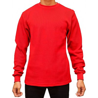 Access Men's Heavyweight Long Sleeve Thermal Crew Neck Top Red 3X